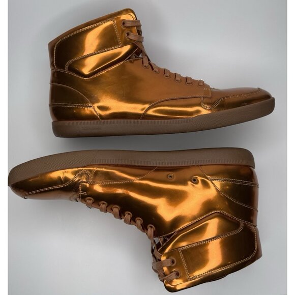 Dior Size Eu 45 Us 12 Metallic Cooper Liquid Gold High Top Sneaker Mens Shoes - Picture 7 of 11